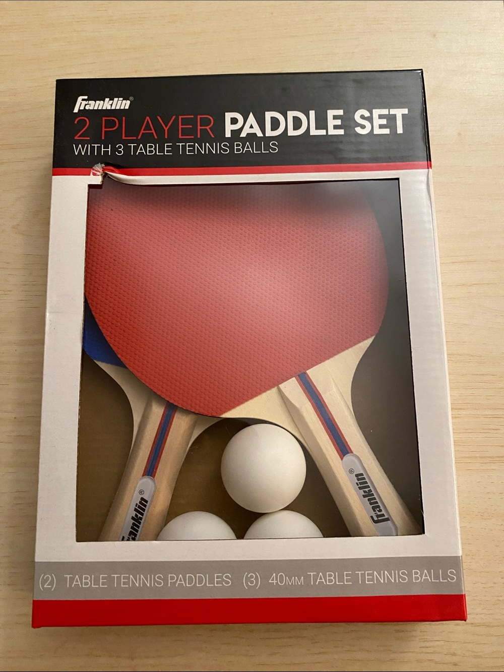 Franklin 2 Player Table Tennis Paddle Set — Red Paddles